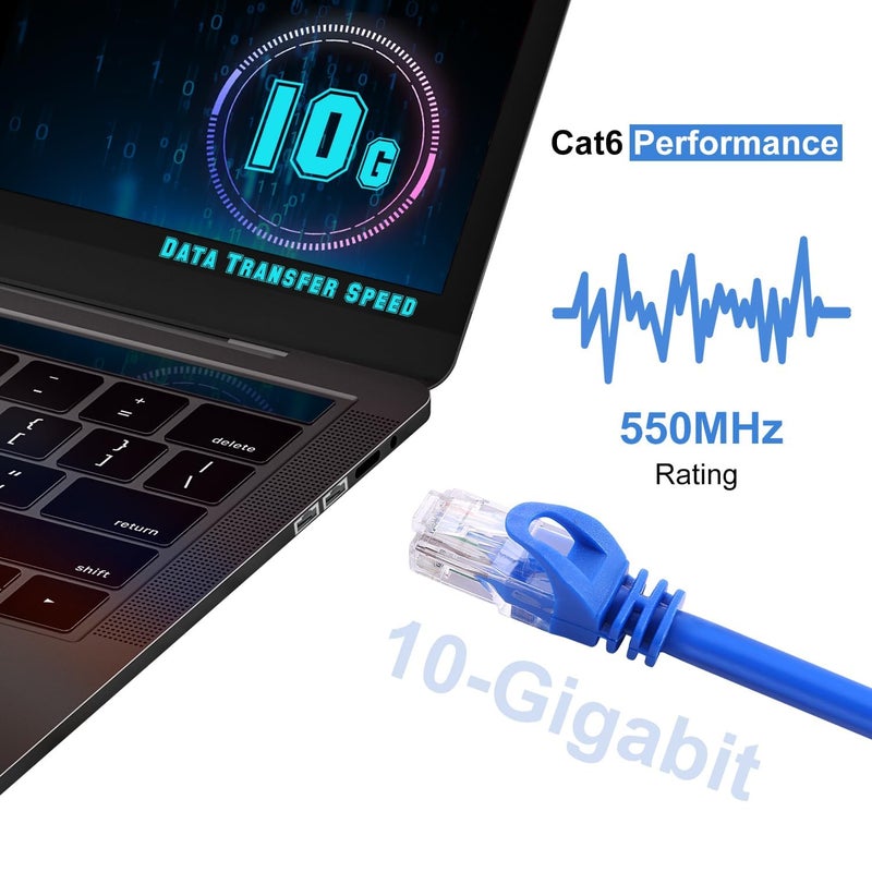 AvesView CAT 6 Ethernet Cable 100 FT, Indoor High-Speed 10Gbps Snagless Long CAT6 Internet Cable 100FT for Network, Router, Modem, Gaming, PlayStation, Xbox, POE Camera, Blue - Image 5